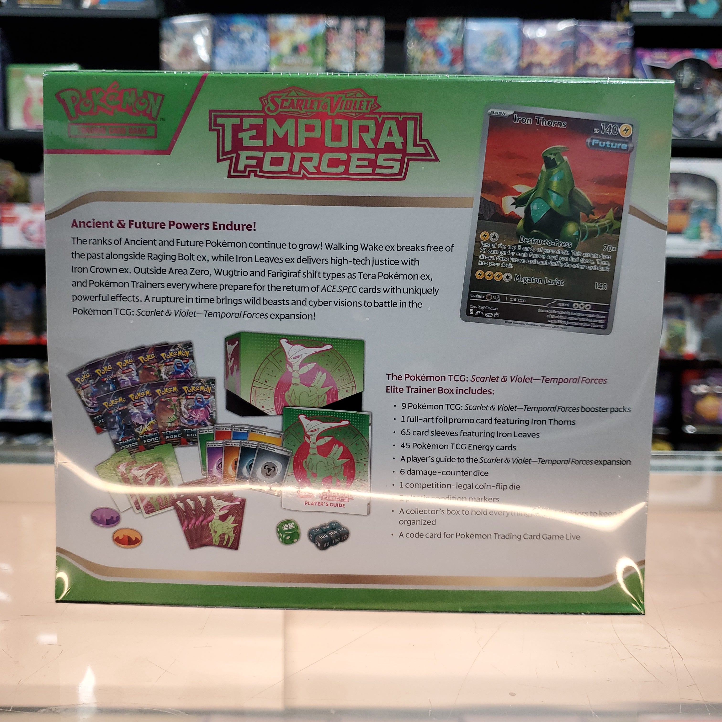 Hot Sale : Scarlet & Violet: Temporal Forces - Elite Trainer Box (Iron Leaves)